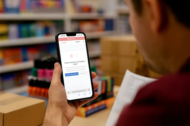 Acceso biometrico y sin contraseña en ventasxmayor.com.ar