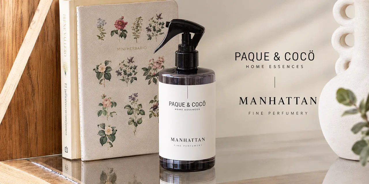 Home spray Manhattan de Paque & Cocö, marca de aromas para el hogar que vende por mayor con su tienda B2B en VentasxMayor