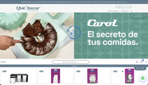 Tienda mayorista de cocina y bazar Qué Bazar, creada con VentasxMayor