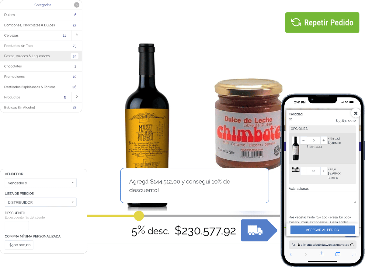 funciones para mayoristas de alimentos y bebidas de ventasxmayor.com.ar