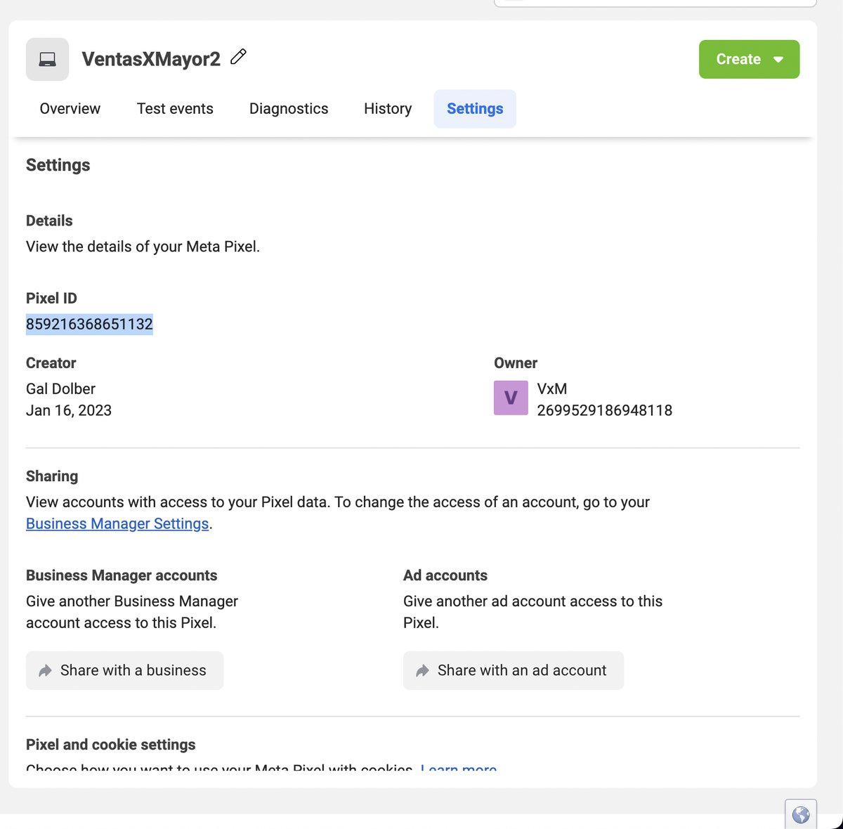 Copy Pixel ID from Settings