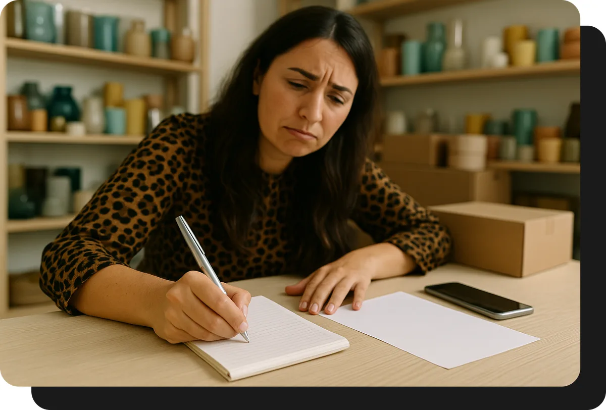 mayorista de bazar y deco tomando pedidos a mano sin ventasxmayor.com.ar