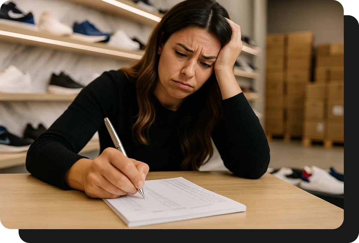 mayorista de calzado tomando pedido a mano sin ventasxmayor.com.ar