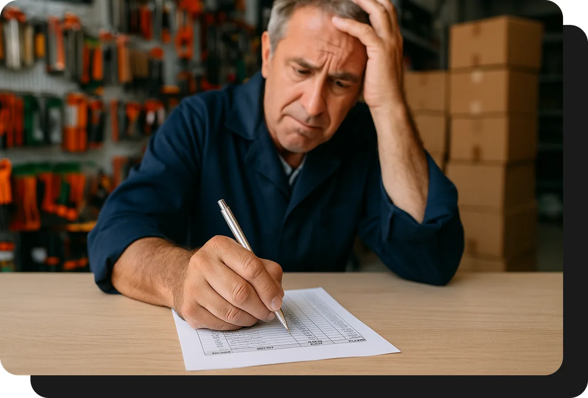 mayorista de ferreteria tomando pedido a mano sin ventasxmayor.com.ar