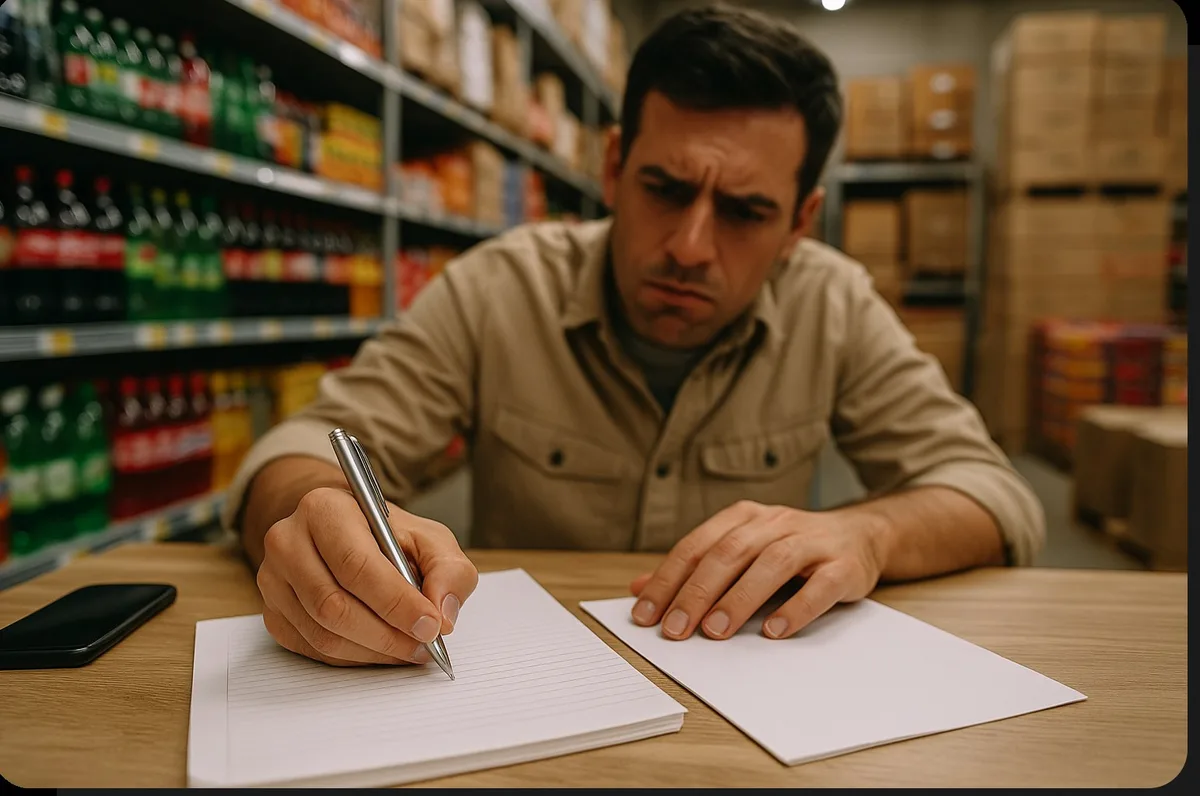 Mayorista tomando pedidos a mano: el método tradicional sin eCommerce B2B