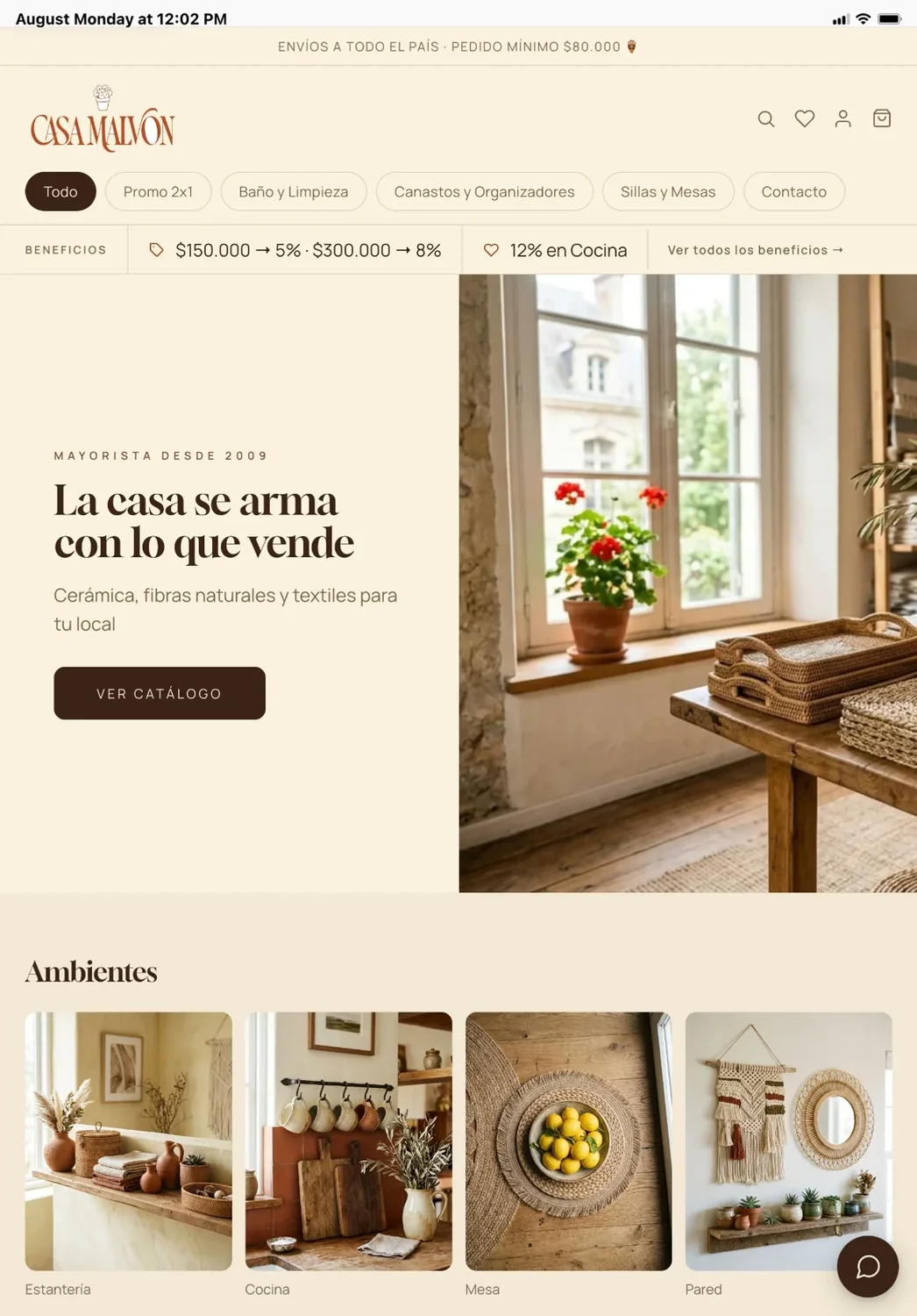 La misma tienda mayorista de bazar en una tablet